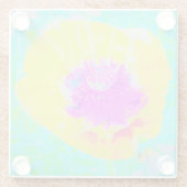 Gelber Mohn mit Hot-Pink-Mitte auf Türkis Glasuntersetzer (Rückseite)