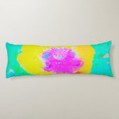 Gelber Mohn mit Hot-Pink-Mitte auf Türkis Seitenschläferkissen (Rückseite)