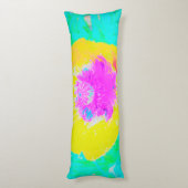 Gelber Mohn mit Hot-Pink-Mitte auf Türkis Seitenschläferkissen (Rückseite (Vertikal))