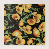 Gelber Mohn-Wasserfarben-Blumenmuster Puzzle (Horizontal)