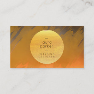 Gelber Mond Sonnenuntergang Wasserfarbe Spritzer N Visitenkarte