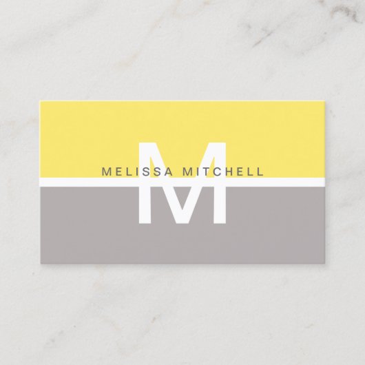 gelber Monogramm-Farbblock Visitenkarte (Vorderseite)