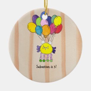 Gelber Monster-Ballon-Geburtstags-Ornament Keramik Ornament