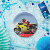 Gelber Motorrad-Papier-Teller Pappteller (Party)