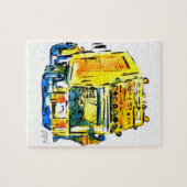 Gelber Müllwagen / Künstler Larry Lerew Puzzle (Horizontal)