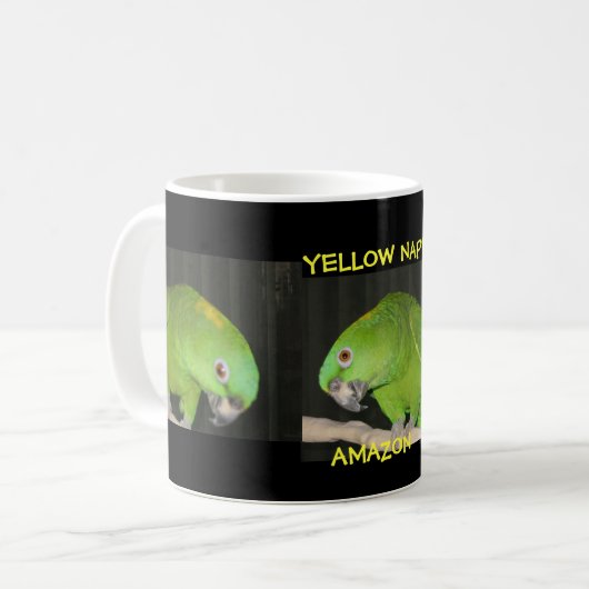 GELBER NACKEN AMAZONAS KAFFEETASSE (Vorderseite Links)