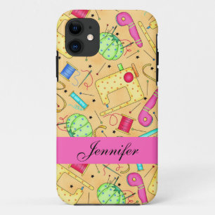 Gelber nähender Begriffs-Kunst-Name personalisiert Case-Mate iPhone Hülle