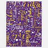 Gelber Name, gekreuzte Niedliche Herzen und Sterne Fleecedecke (Vorderseite)