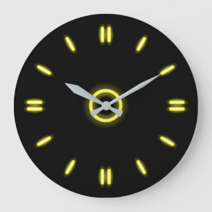 Gelber Neon Große Wanduhr