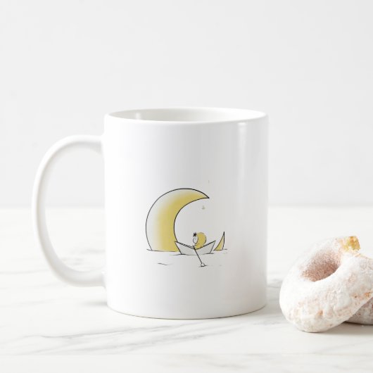 Gelber Niedlicher Babe-Junge und Mond Kaffeetasse (Mit Donut)