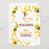 Gelber Niedlicher BienenKindergeburtstag Feiertagskarte (Vorne/Hinten)