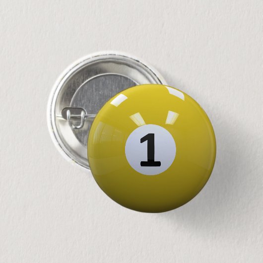 Gelber Nr. 1- Billard-Pool-Ball Button (Vorne & Hinten)
