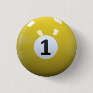 Gelber Nr. 1- Billard-Pool-Ball Button