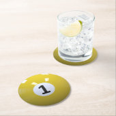 Gelber Nr. 1- Billard-Pool-Ball Runder Pappuntersetzer (Vor Ort)