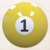 Gelber Nr. 1- Billard-Pool-Ball Runder Pappuntersetzer (Vorderseite)