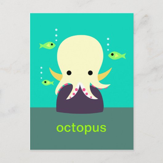 Gelber Oktopus Postkarte (Vorderseite)