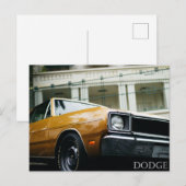 gelber Oldtimer-Dodge Postkarte (Vorne/Hinten)