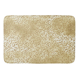 Gelber Ombre Glitzer Leopard        Badematte