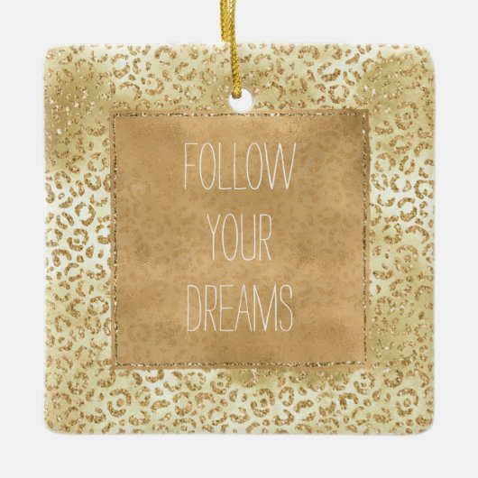 Gelber Ombre Glitzer Leopard Keramikornament (Vorderseite)