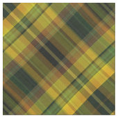 Gelber, orange und grüner Karo Tartan Stoff (Nahaufnahme)