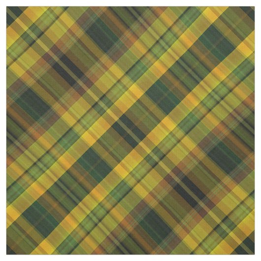Gelber, orange und grüner Karo Tartan Stoff (Muster)