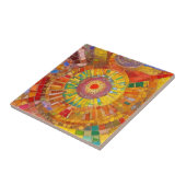 Gelber Orangenkreis Farbenfrohe Mosaikkunst Fliese (Seite)