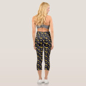 Gelber Owl-Vogel Capri Leggings (Rückseite)