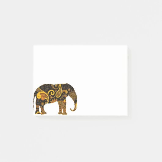 Gelber Paisley-Elefant Post-it Klebezettel (Vorderseite)