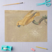 Gelber Papagei auf Tan und Gold-Decoupage Seidenpapier (Basteln)