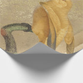 Gelber Papagei auf Tan und Gold Geschenkpapier (Ecke)