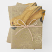 Gelber Papagei auf Tan und Gold Geschenkpapier Set (Beispiel)