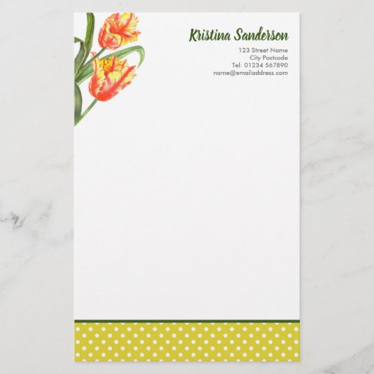 Gelber Papagei Tulip Briefpapier (Vorderseite)