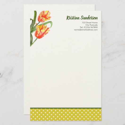 Gelber Papagei Tulip Briefpapier (Vorne/Hinten)