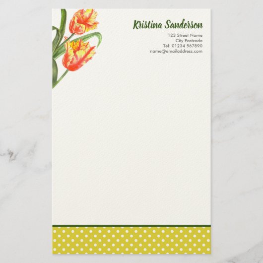 Gelber Papagei Tulip Briefpapier (Vorderseite)
