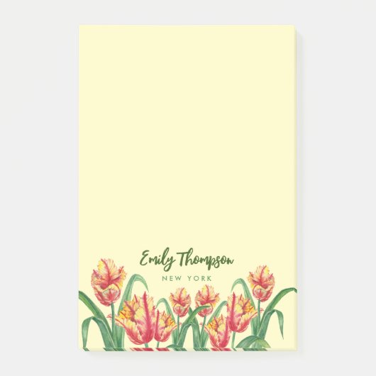 Gelber Papagei Tulip Post-it Klebezettel (Vorderseite)
