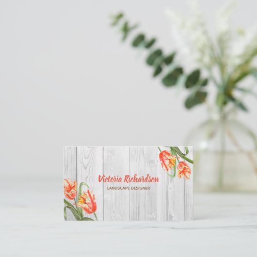 Gelber Papagei Tulip Visitenkarte (Stehend Vorderseite)