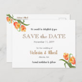 Gelber Papagei-Tulips-Blumenzehen retten das Datum Ankündigungspostkarte (Vorne/Hinten)