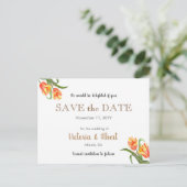 Gelber Papagei-Tulips-Blumenzehen retten das Datum Ankündigungspostkarte (Stehend Vorderseite)