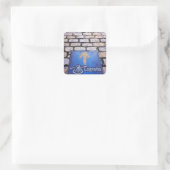 Gelber Pfeil Quadratischer Aufkleber (Tasche)