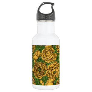 Gelber Pfingstrosenstrauß Edelstahlflasche