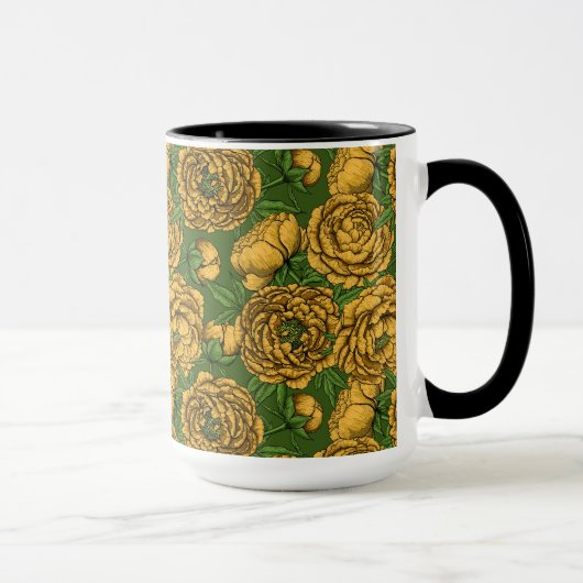 Gelber Pfingstrosenstrauß Tasse (Rechts)