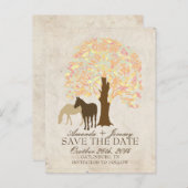 Gelber Pfirsich und Minze Herbstpferde Save the Da Ankündigungspostkarte (Vorne/Hinten)