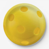 Gelber Pickleball-Ball, Serviere 0-0-2, Pickleball Pappteller (Vorderseite)