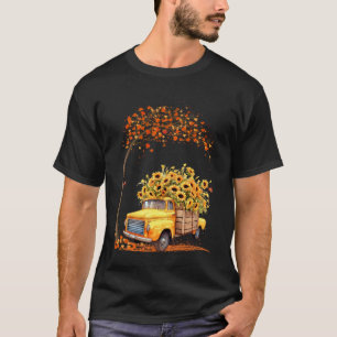 Gelber Pickup-Sonnenblumen-Herbstlaub-Herbst T-Shirt