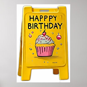 Gelber Plastikboden Glückwunschzeichen Poster