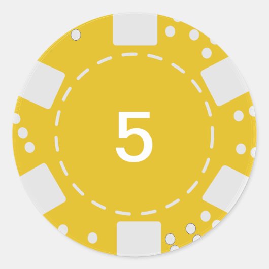 Gelber Poker-Chip Runder Aufkleber (Vorderseite)