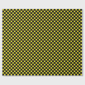 Gelber Polka-Dot auf schwarzem Wrapping Paper Geschenkpapier (Flach)