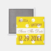 Gelber Polka Dot speichert das Date Magnet (Vorderseite/Rückseite)