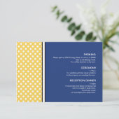 Gelber Polka Dot und Blue Wedding Card Begleitkarte (Stehend Vorderseite)