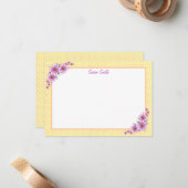 Gelber Polka-Dot und Blumenlatte Mitteilungskarte (Vorderseite/Rückseite Beispiel)